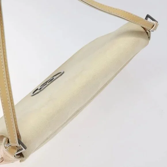 GUCCI GG Canvas Shoulder Bag Beige Silver 001